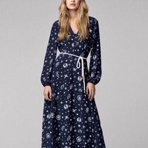 Tommy Hilfiger & Gigi Hadid Compass Print Nautical Boho Silk Maxi Dress Size 10